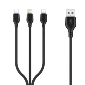 USB-A - Micro USB / Lightning / USB-C 3in1 kaabel 1m 2,1A, XO (NB103), must (1)