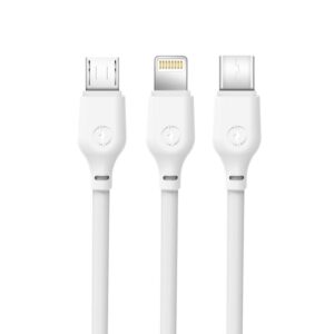 USB-A - Micro USB / Lightning / USB-C 3in1 kaabel 1m 2,1A, XO (NB103), valge (1)