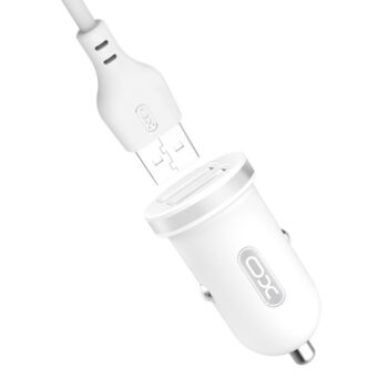 Autolaadija 2x USB-A 2,1A + USB-C kaabel 1m komplekt, XO (TZ08), valge (1)