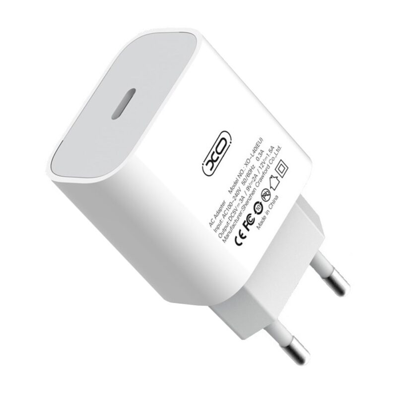 Seinalaadija 1x USB-C 18W 3A (PD), XO (L40 EU), valge (1)