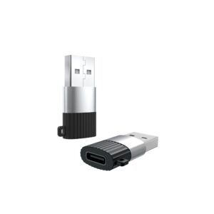 USB-C - USB-A adapter 2,4A, XO (NB149E), must-hõbedane (1)
