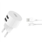 Seinalaadija 2x USB-A 2,4A + USB-A - Micro USB kaabel 1m komplekt, XO (L62 EU), valge (1)