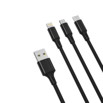USB-A - Micro USB / Lightning / USB-C 3in1 kaabel 1,2m 2,4A, XO (NB173), must (1)