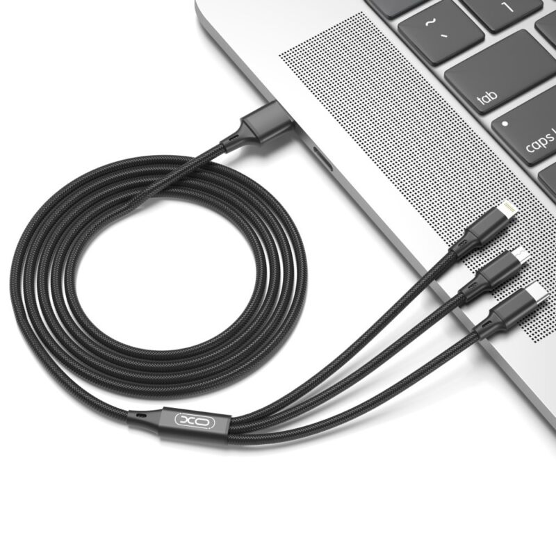 USB-A - Micro USB / Lightning / USB-C 3in1 kaabel 1,2m 2,4A, XO (NB173), must (3)