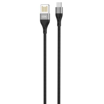USB-A - Micro USB kaabel 1m 2.4A, kahepoolse USB-A pistikuga, XO (NB188), must-hõbedane (1)