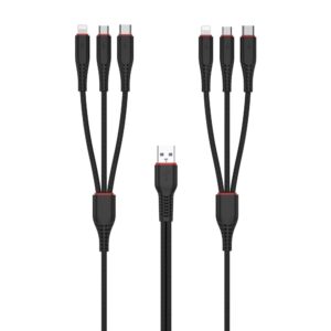 USB-A - 2x Lightning / Micro USB / USB-C 6in1 kaabel 2m, XO (NB196), must (1)