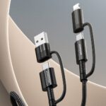 USB-A / USB-C - Lightning / USB-C neli-ühes kaabel 1,2m 60W 3A (PDQC3.0), Joyroom (S-1230G3), must (4)