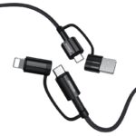 USB-A / USB-C - Lightning / USB-C neli-ühes kaabel 1,8m 60W 3A (PDQC3.0), Joyroom (S-1830G3), must (1)