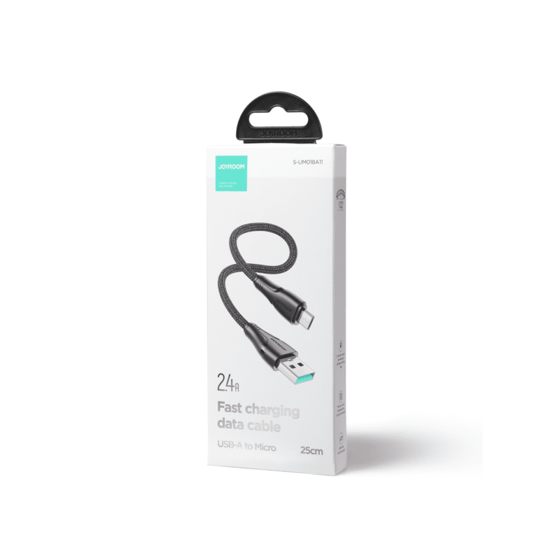 USB-A - Micro USB kaabel 25cm 2.4A, Joyroom Surpass (S-UM018A11), must (2)