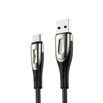 USB-A - USB-C kaabel 2m 3A, LED-märgutulega, Joyroom Sharp (S-M411), must-hõbedane (1)