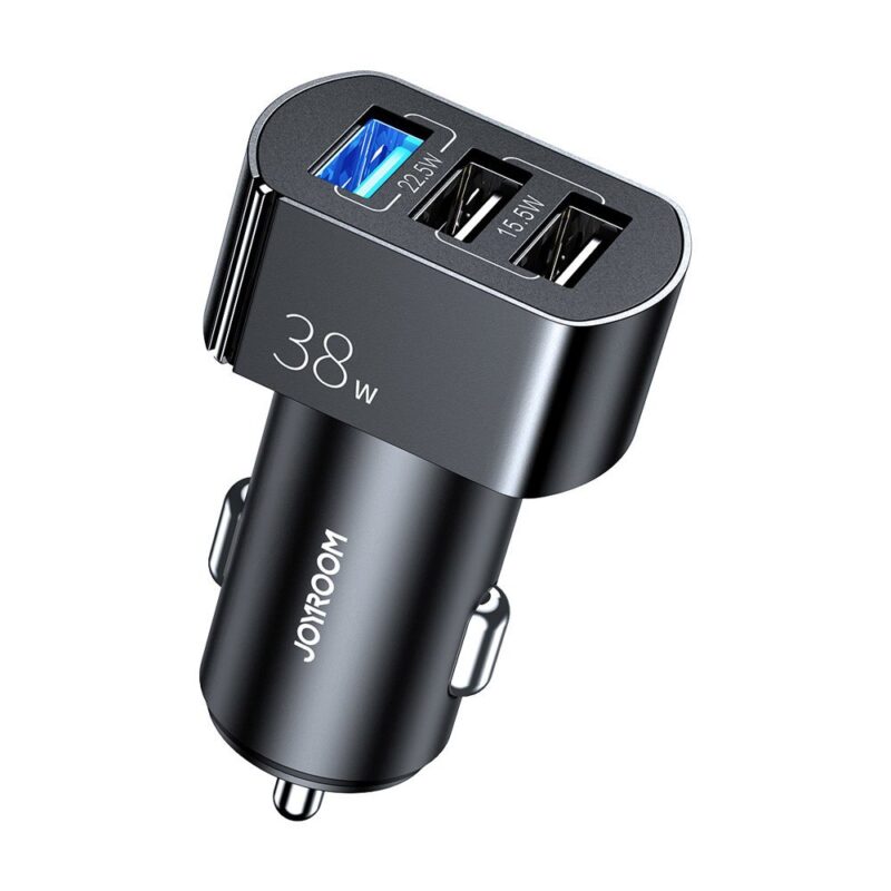 Autolaadija 3x USB-A 38W 4,5A (QC3.0/AFC/SCP), Joyroom (C-A19), must (1)