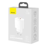 Seinalaadija 1x USB-A 1x USB-C 20W 3A, Baseus Compact Quick Charger (CCXJ-B02), valge (5)