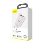 Seinalaadija 2x USB-A 10,5W 2,1A, Baseus Speed Mini Dual U (TC-012), valge (6)