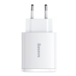 Seinalaadija 2x USB-A 1x USB-C 30W 3A, Baseus Compact Fast Charger (CCXJ-E02), valge (2)