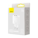 Seinalaadija 2x USB-A 1x USB-C 30W 3A, Baseus Compact Fast Charger (CCXJ-E02), valge (5)