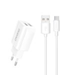 Seinalaadija 2x USB-A 5V 2.4A + USB-C kaabel 1m komplekt, Dudao (A2EU), valge (1)