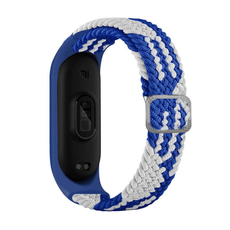 Xiaomi Mi Band 3 / 4 / 5 / 6 rihm kangast, sinine-valge