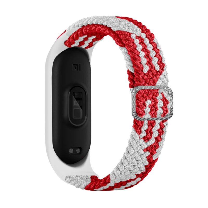 Xiaomi Mi Band 3 / 4 / 5 / 6 rihm kangast, valge-punane